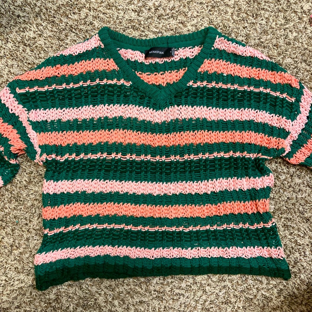 Pink and green sweater